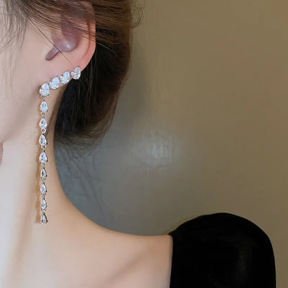 Zircon Teardrop Tassel Earrings