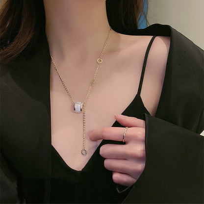 Opal Geometric Layered Box Chain Necklace