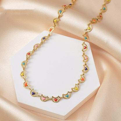 Moon Titanium Steel Drip Oil Necklace
