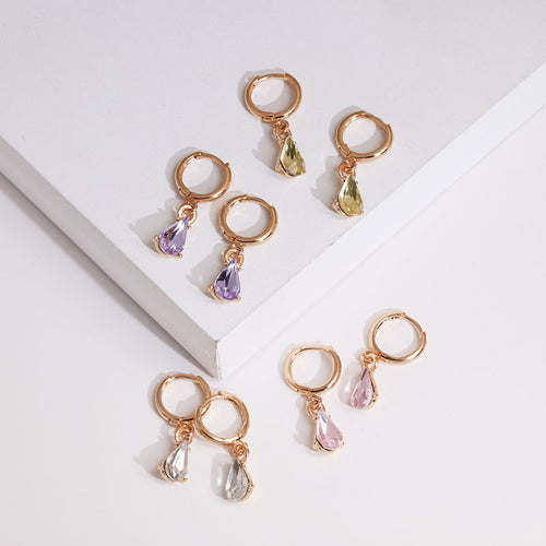 Geometric Alloy Gemstone Earrings