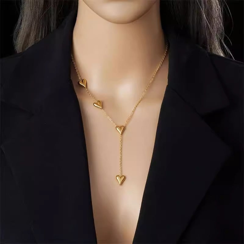 Simple Tassel Heart Titanium Steel Necklace