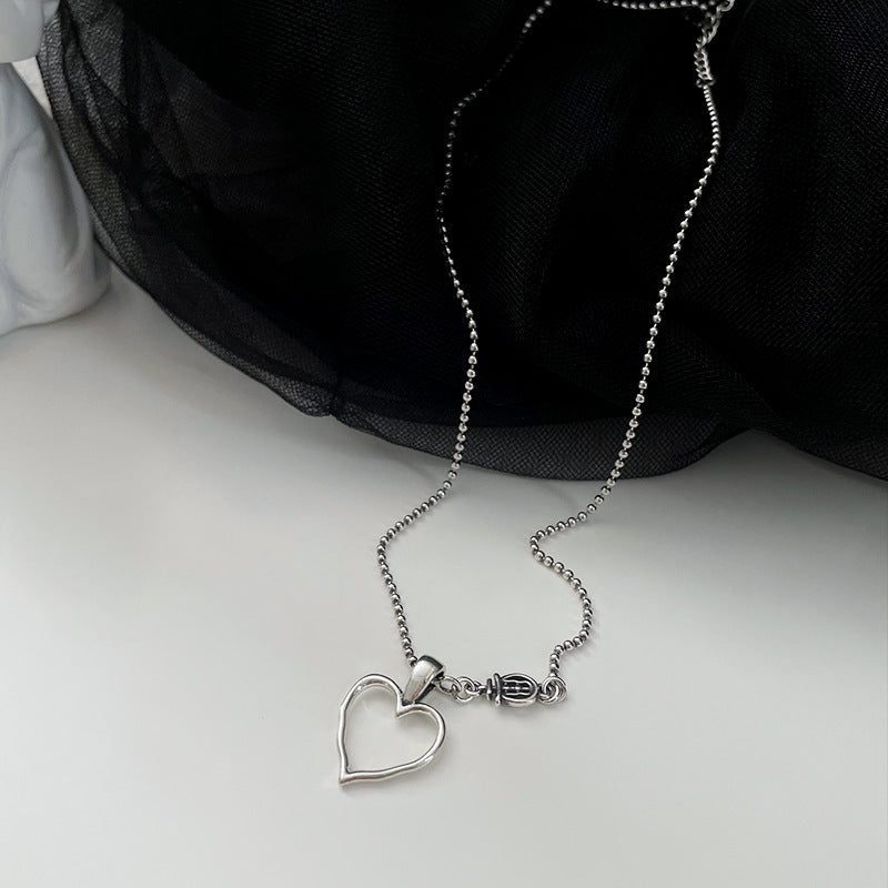 Heart Shape Silver Clavicle Necklace