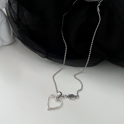Heart Shape Silver Clavicle Necklace