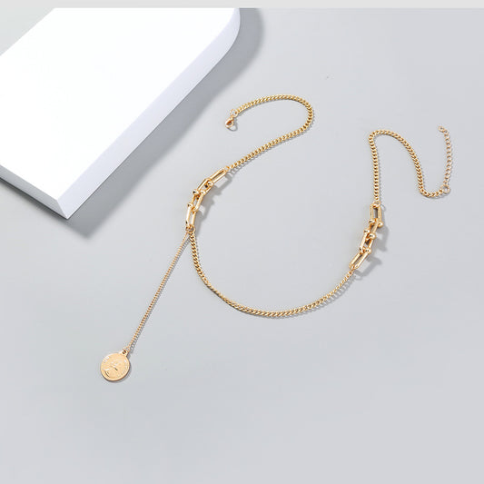 Gold Single Layer Alloy Statement Necklace