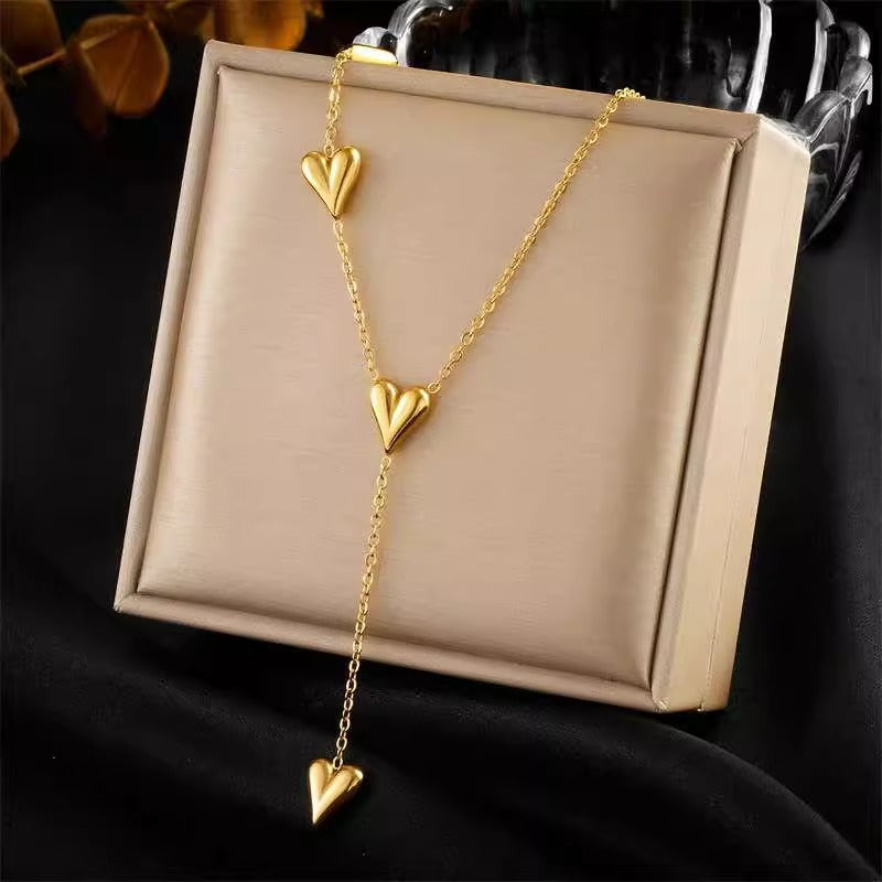 Simple Tassel Heart Titanium Steel Necklace