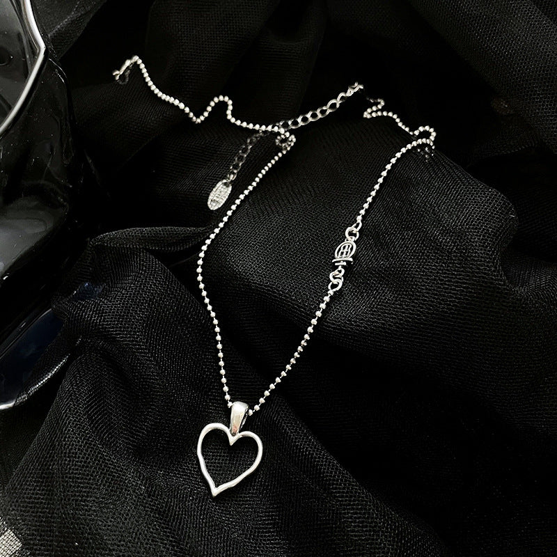 Heart Shape Silver Clavicle Necklace