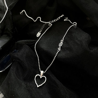 Heart Shape Silver Clavicle Necklace