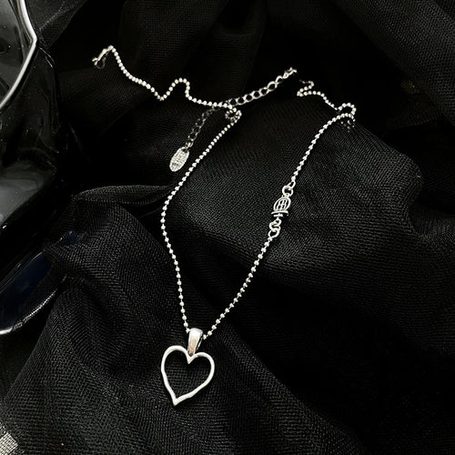 Heart Shape Silver Clavicle Necklace