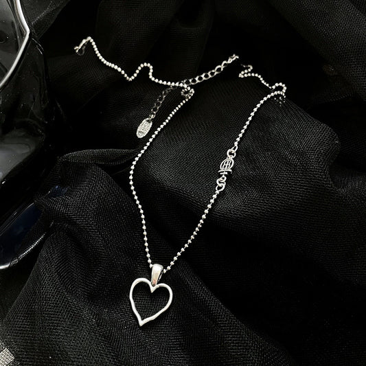 Heart Shape Silver Clavicle Necklace