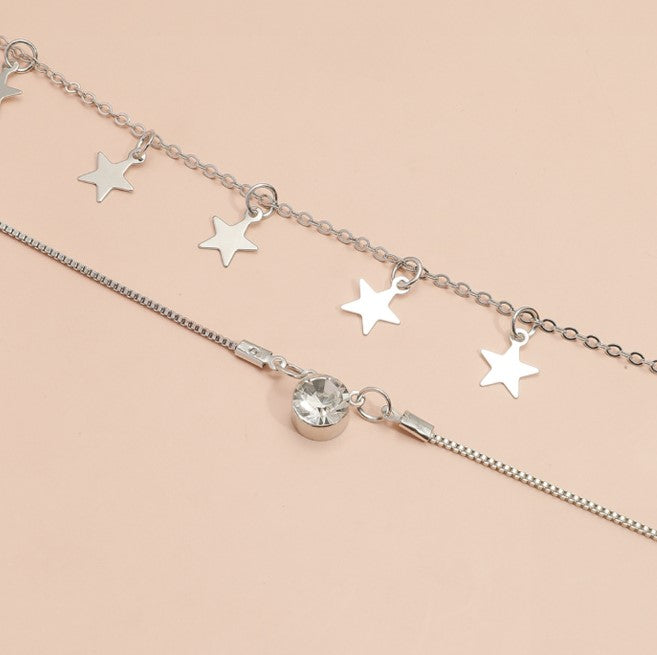 Pentagram Star Diamond Clavicle Necklace