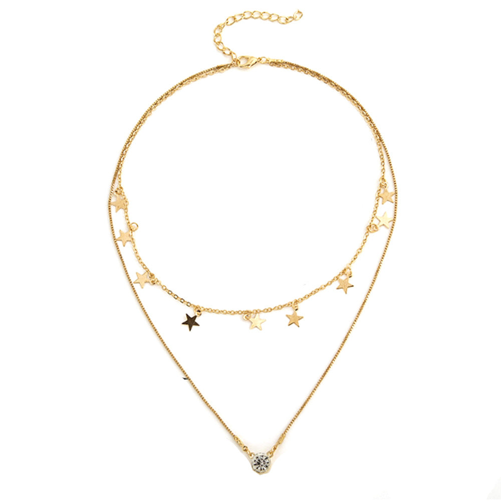 Pentagram Star Diamond Clavicle Necklace