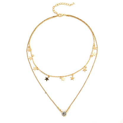 Pentagram Star Diamond Clavicle Necklace
