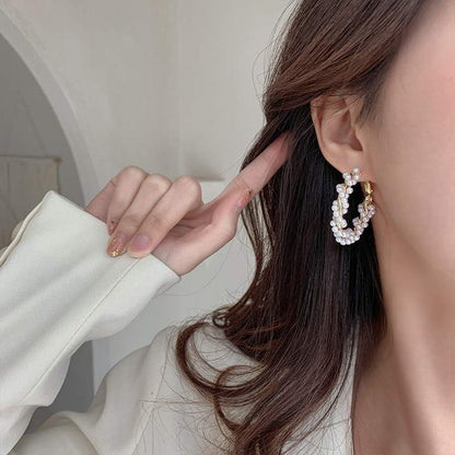 Vintage Geometric Pearl Earrings