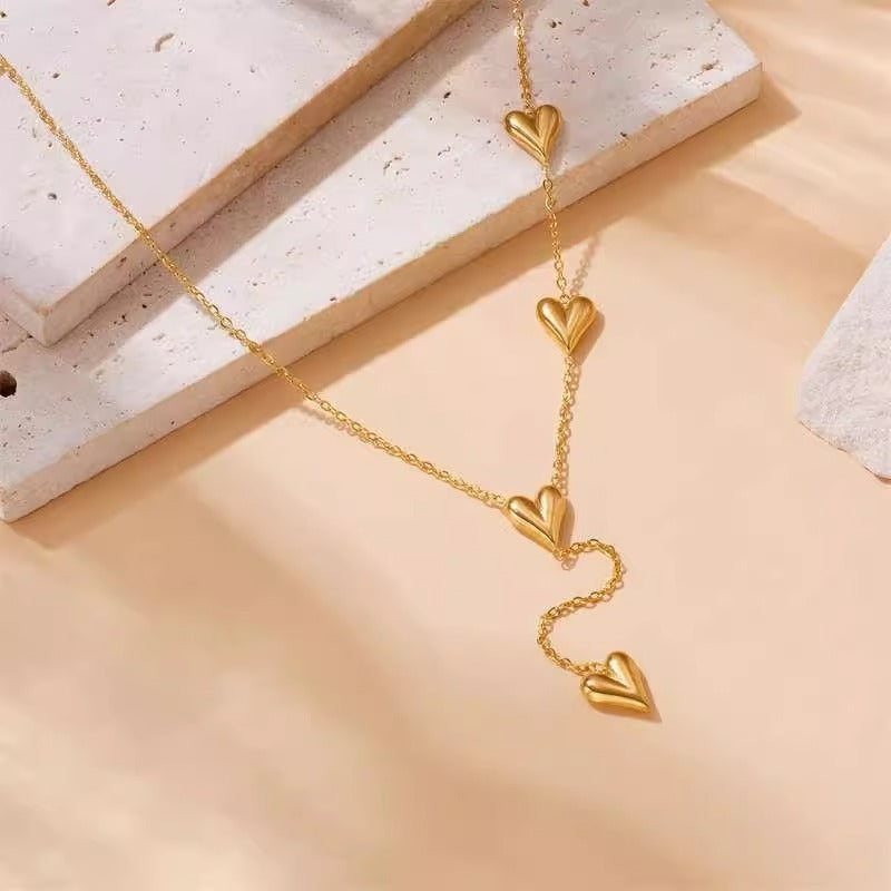 Simple Tassel Heart Titanium Steel Necklace