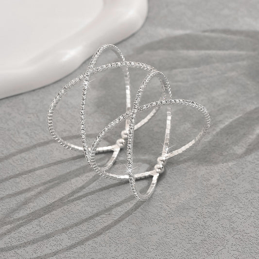 Wave Pattern Silver Open Bangle