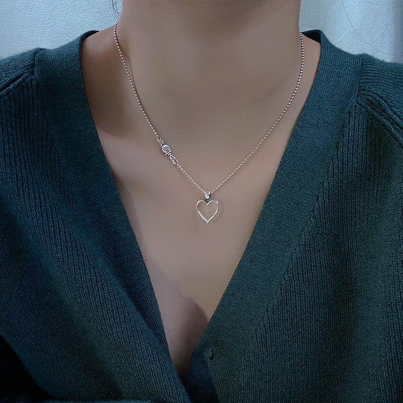 Heart Shape Silver Clavicle Necklace