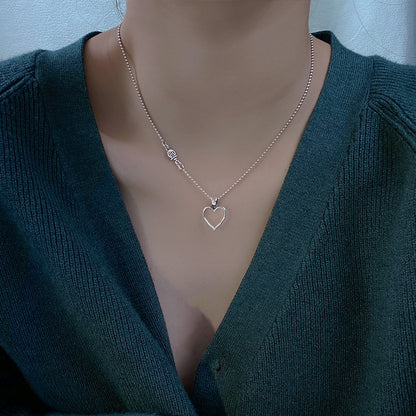 Heart Shape Silver Clavicle Necklace