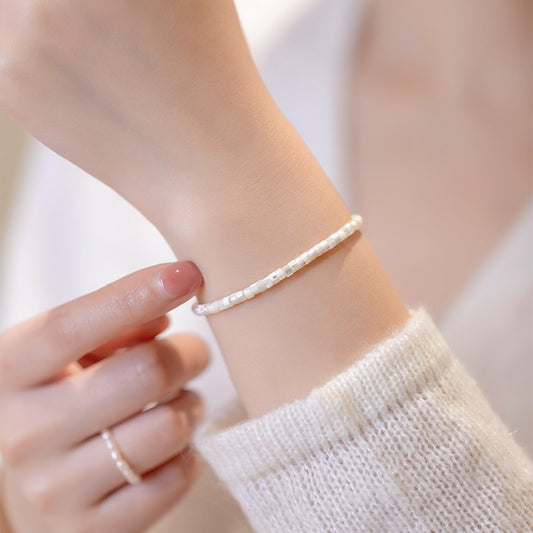 Simple Wafer White Shell Bracelet