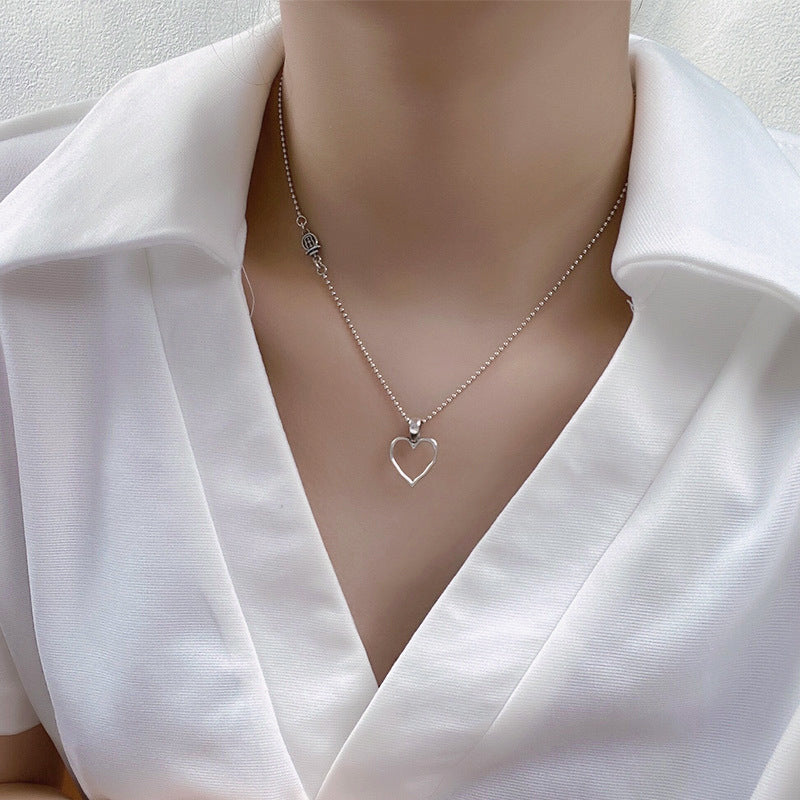 Heart Shape Silver Clavicle Necklace