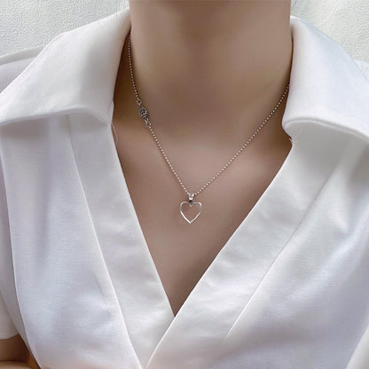 Heart Shape Silver Clavicle Necklace