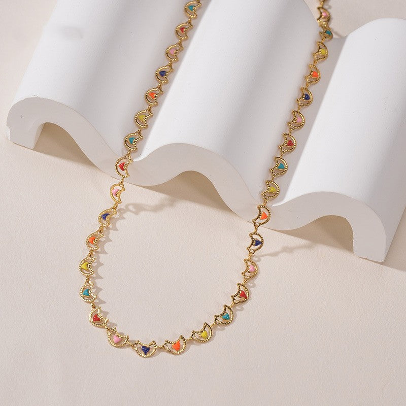 Moon Titanium Steel Drip Oil Necklace