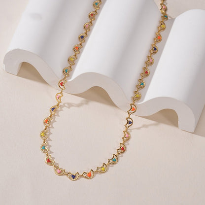 Moon Titanium Steel Drip Oil Necklace