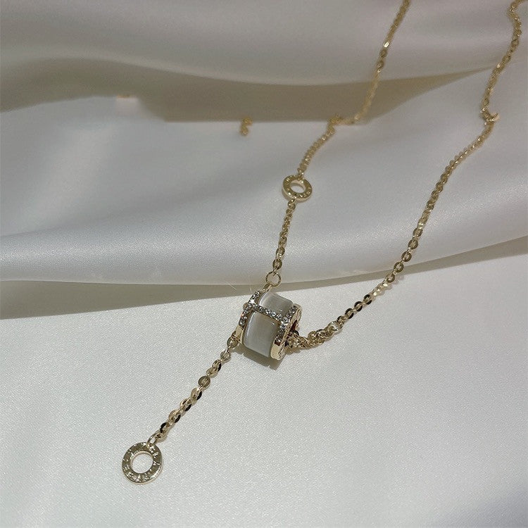 Opal Geometric Layered Box Chain Necklace