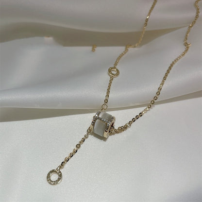 Opal Geometric Layered Box Chain Necklace