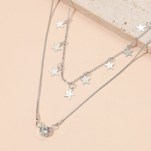 Pentagram Star Diamond Clavicle Necklace