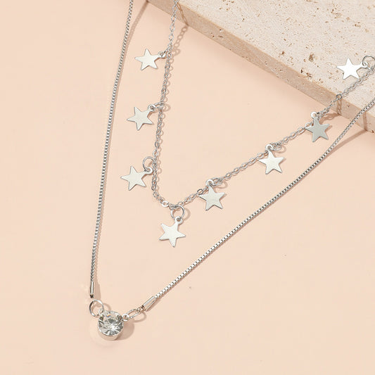 Pentagram Star Diamond Clavicle Necklace