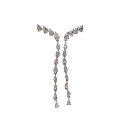 Zircon Teardrop Tassel Earrings