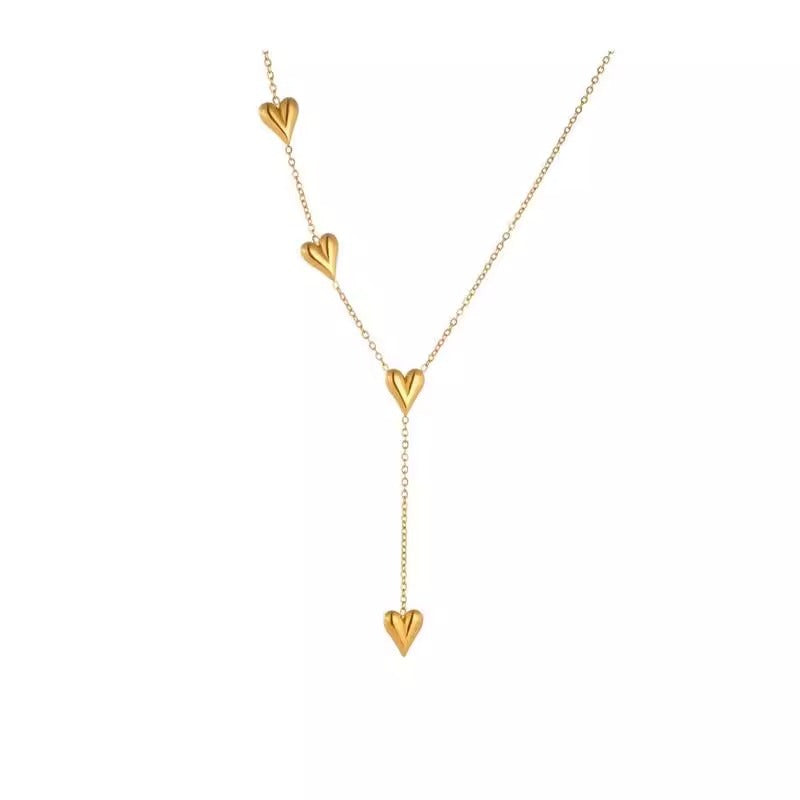 Simple Tassel Heart Titanium Steel Necklace