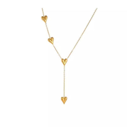 Simple Tassel Heart Titanium Steel Necklace