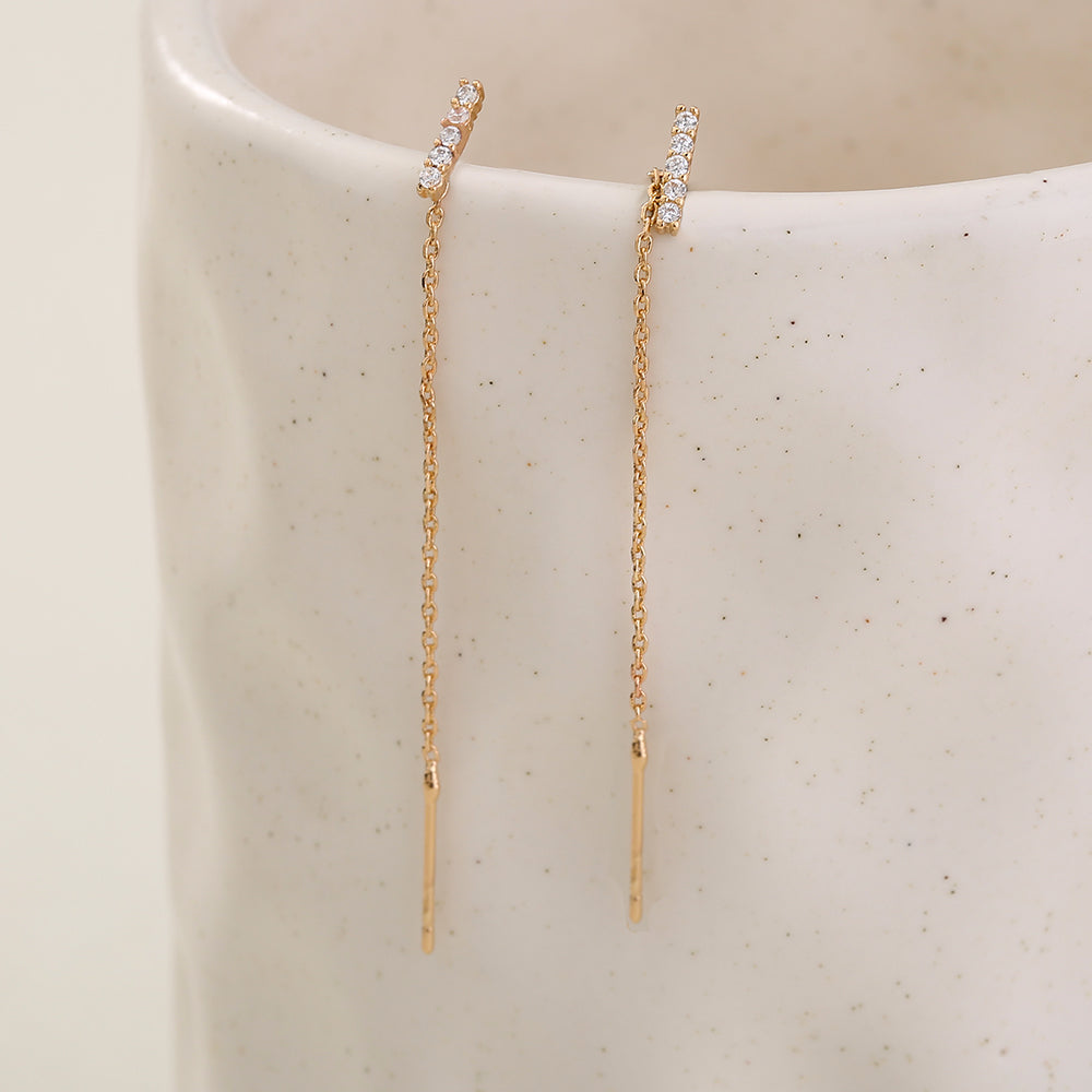 Copper Zircon Earrings for Women, Electroplated Jewelry