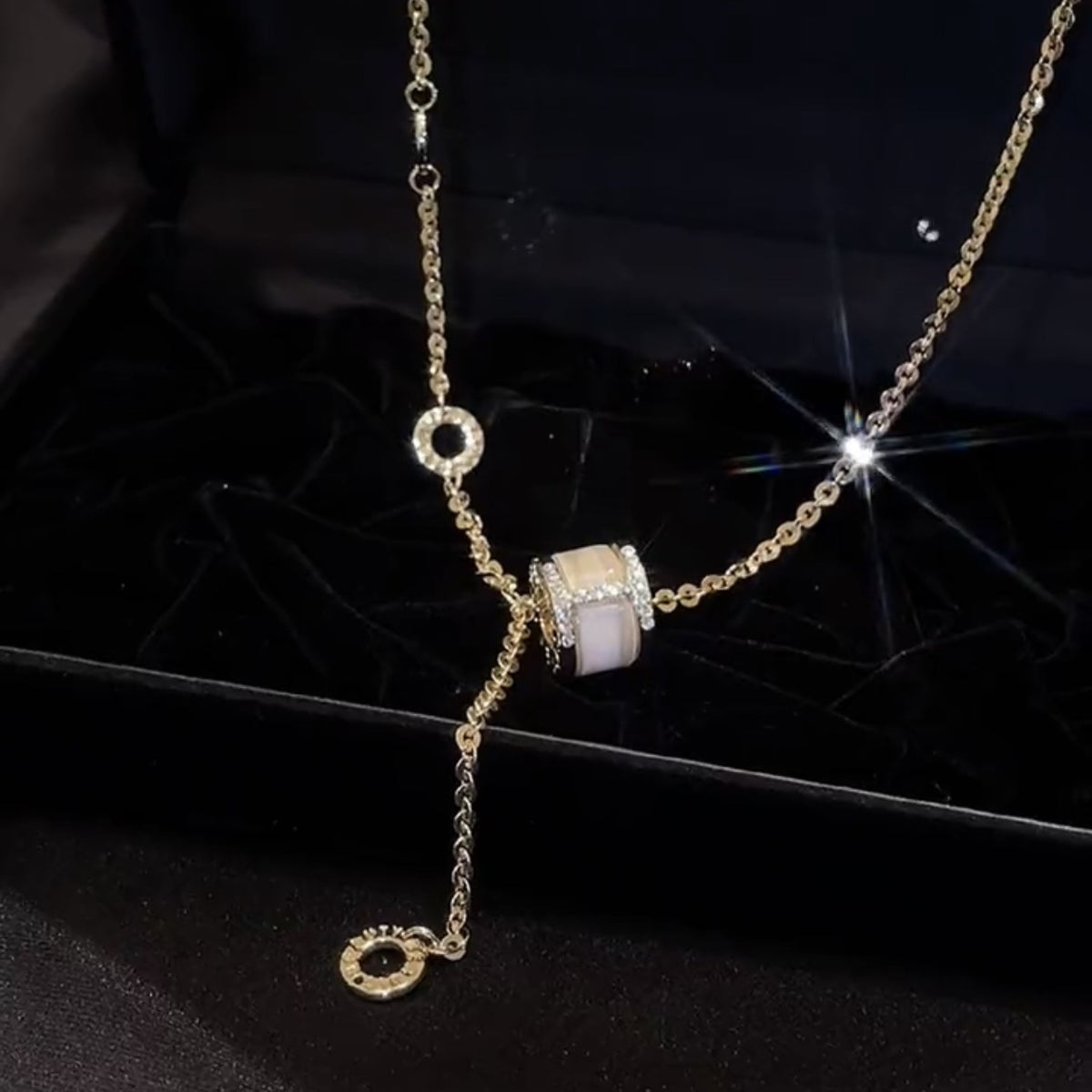 Opal Geometric Layered Box Chain Necklace