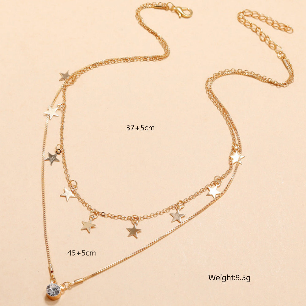 Pentagram Star Diamond Clavicle Necklace