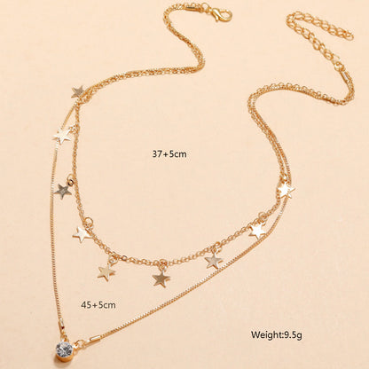 Pentagram Star Diamond Clavicle Necklace