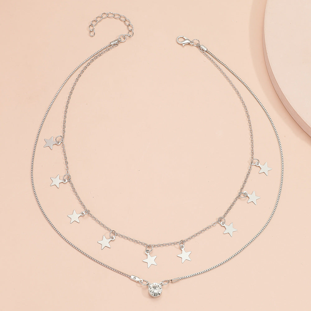 Pentagram Star Diamond Clavicle Necklace