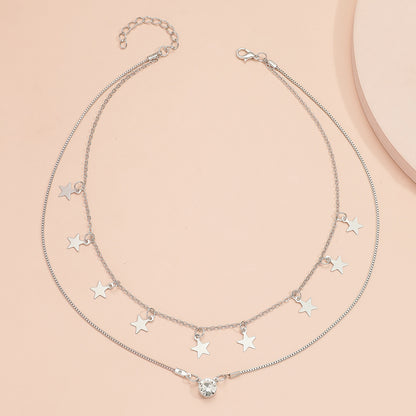 Pentagram Star Diamond Clavicle Necklace